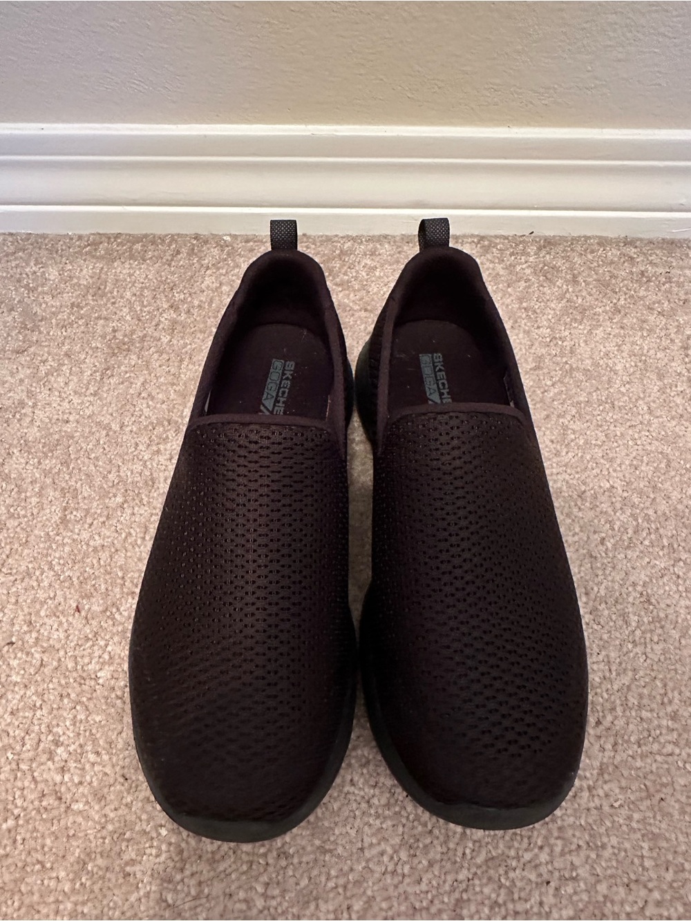 Skechers Women’s Black Slip-On Perforated Knit Loafers